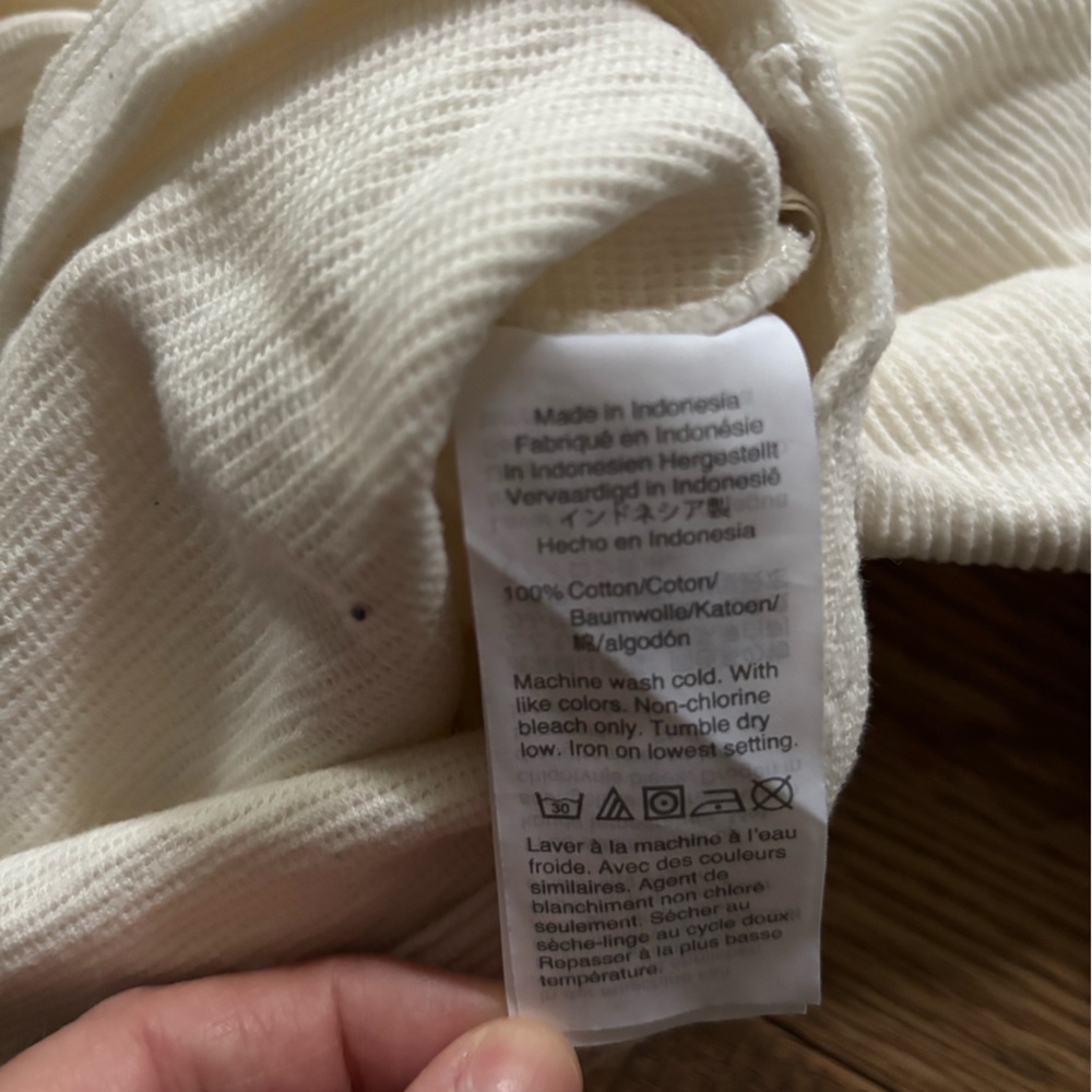 Madewell Cream V-Neck Textured 3/4 Sleeve Top - Picture 4 of 5